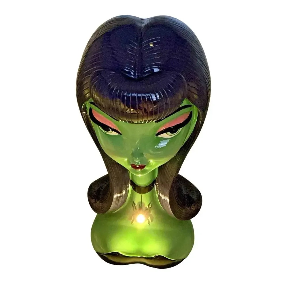Bella Lux Halloween Bust Green Bride of Frankenstein Purple Hair LED Lighted NEW